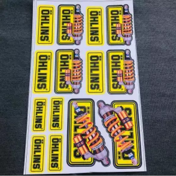 [CỰC RẺ] TẤM TEM GIẤY DÁN XE MÁY MẪU CÓ HÌNH PHUỘC OHLINS VÀNG