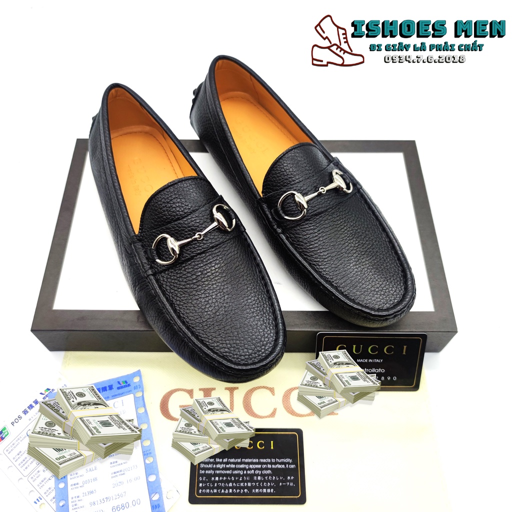 Giày lười da nam, Giầy mọi moca Gucci Nam Nhiều màu Thời trang Da bò xịn chuẩn form Cao cấp Bảo hành 1 năm