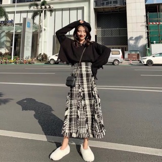 (ORDER) Chân váy kẻ caro- Chân váy midi