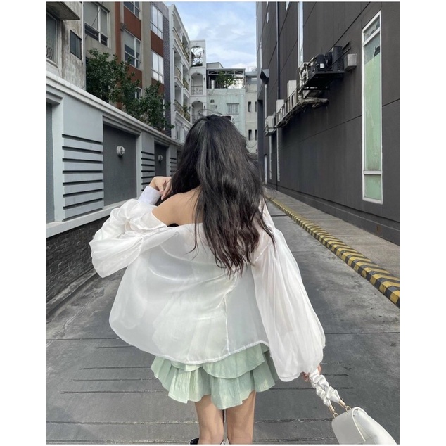 Set đầm cúp xanh mint đen hồng + áo khoác trắng | BigBuy360 - bigbuy360.vn