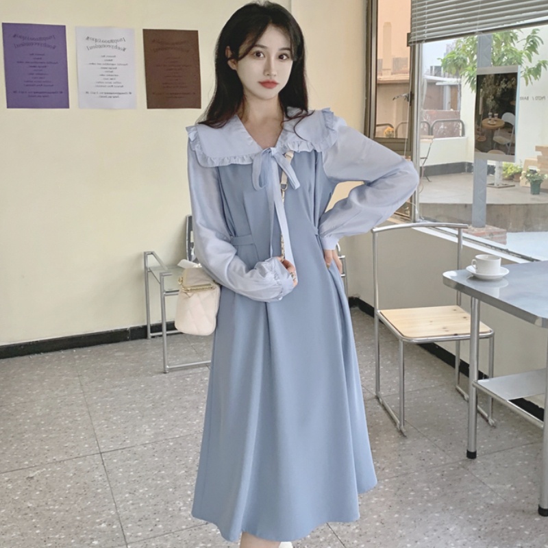Đầm Perty cổ búp bê thời trang mùa thu Hàn Quốc mới 2022