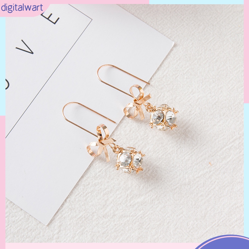 Đôi bông tai hình nơ phối đính đá kiểu dáng trẻ trung cho nữ