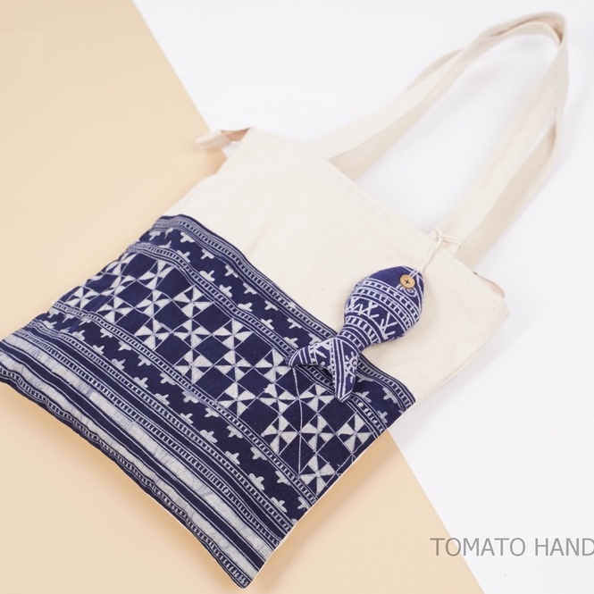 Túi tote thổ cẩm cá bông PESCE HEMP - Tomato Handmade