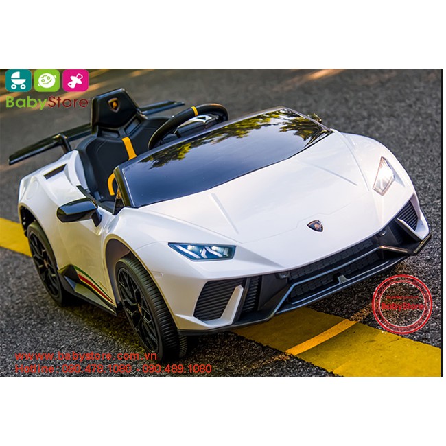 Ô tô điện trẻ em siêu xe bản quyền Lamborghini Huracan S308( 4 động cơ, bánh cao su, ghế da)