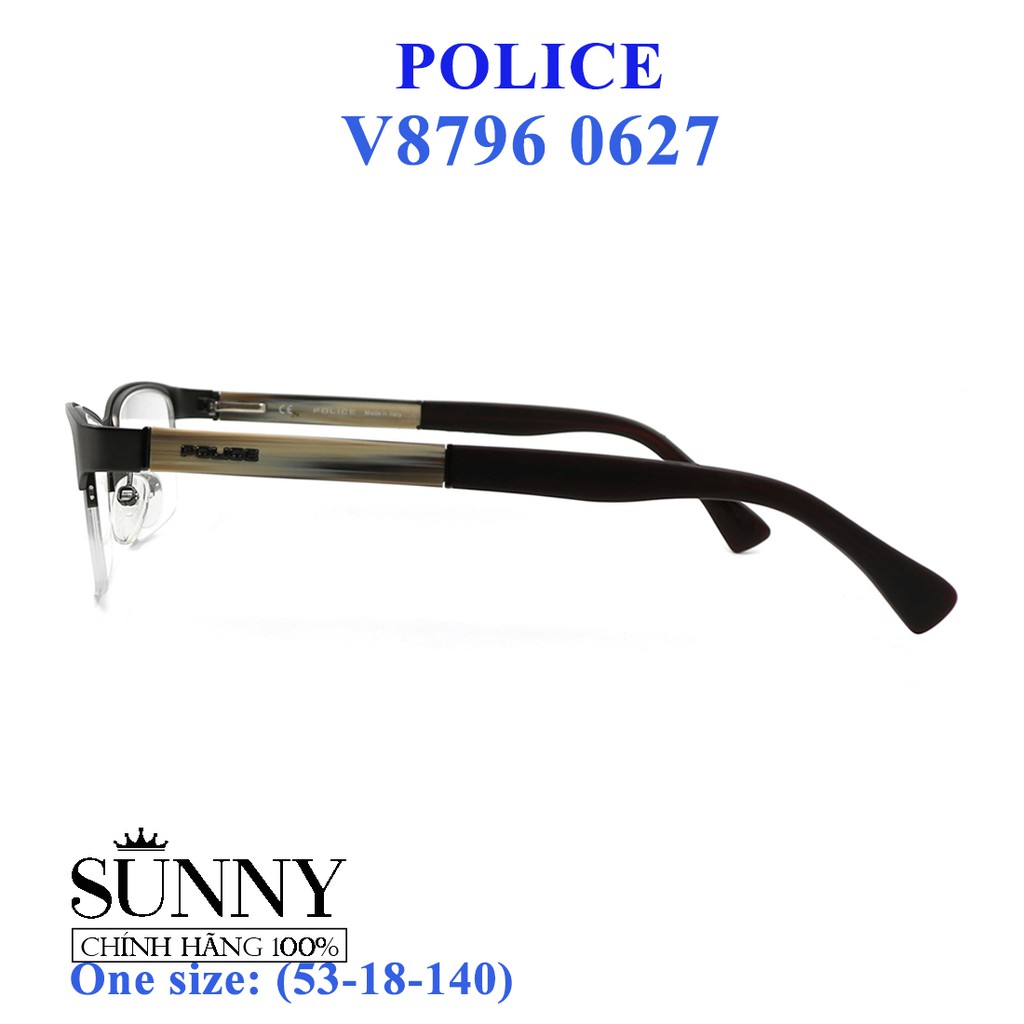 Gọng kính thời trang chính hãng Police V8796 0627 (53-18-140), thiết kế dễ đeo bảo vệ mắt