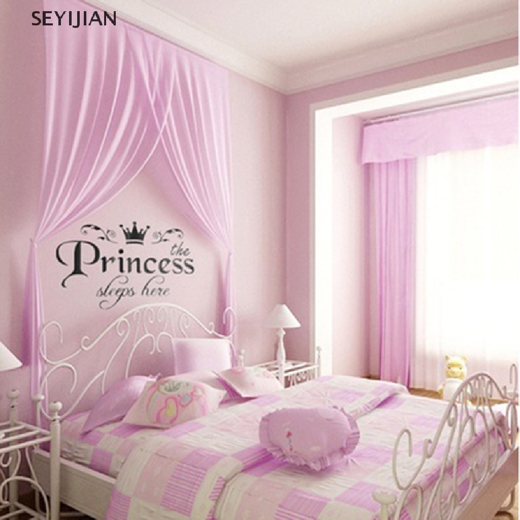 Miếng dán tường vinyl in chữ princess sleeps trang trí phòng ngủ DIY cho bé gái