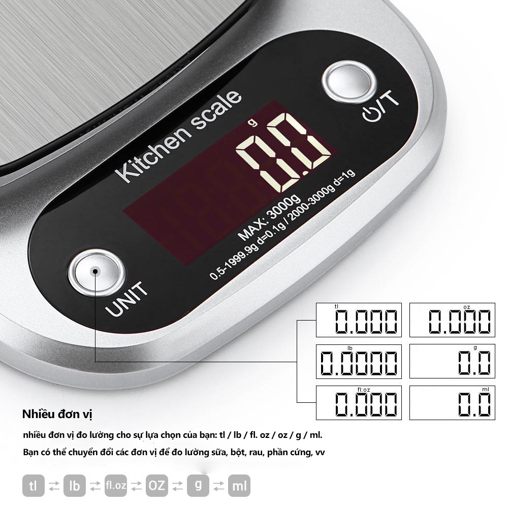 Cân điện tử nhà bếp C305, cân thực phẩm Loại 3kg, 5kg, 10kg độ chính xác cao Kitchen Scale C305 - Khalik