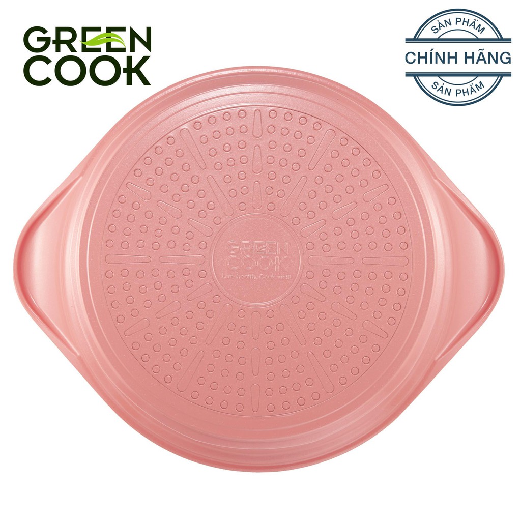 Nồi đúc ceramic vân đá đáy từ chống dính 24cm Green Cook GCS02-24IH (Dùng kèm miếng nhấc nồi)