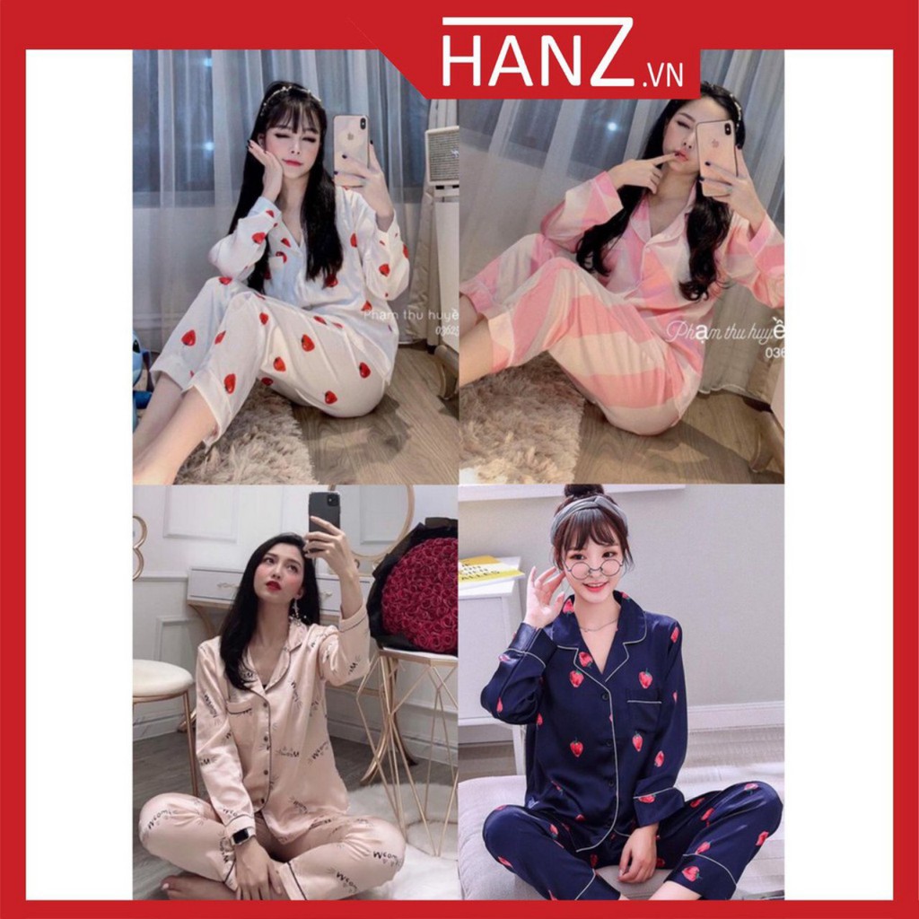 Bộ ngủ pijama lụa kate thái áo dài quần dài bộ mặc nhà Hanz.vn siêu mềm-mát H1NN