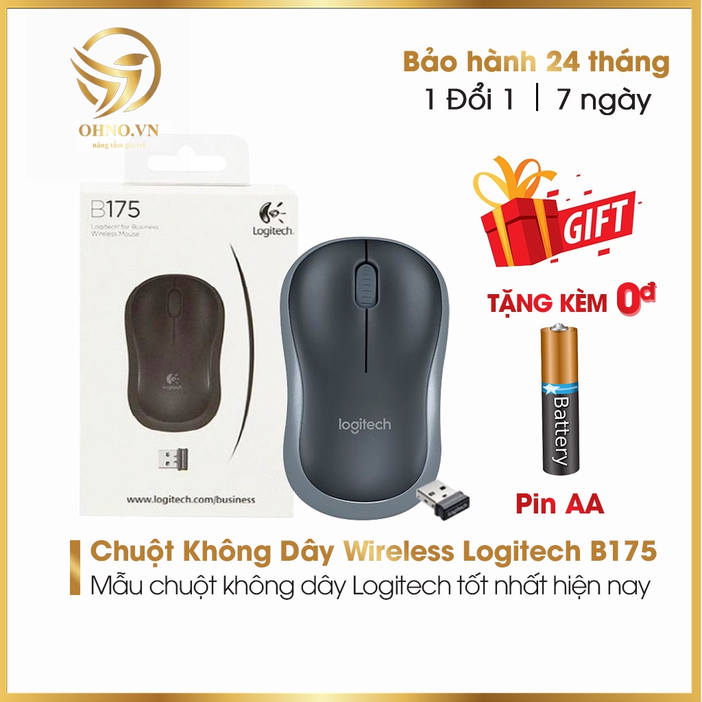 Chuột Máy Tính Không Dây Logitech B175 Chính Hãng Chuột Laptop Wireless Không Dây Tặng Kèm Pin AA - OHNO VIỆT NAM