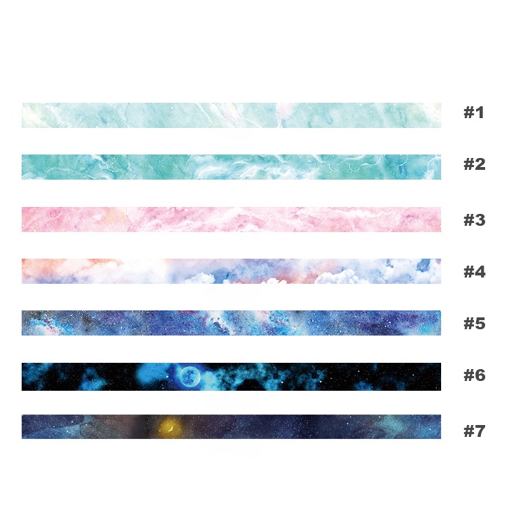 Washi tape cuộn lẻ chủ đề galaxy 15 mm x 8 m [ 073 ]