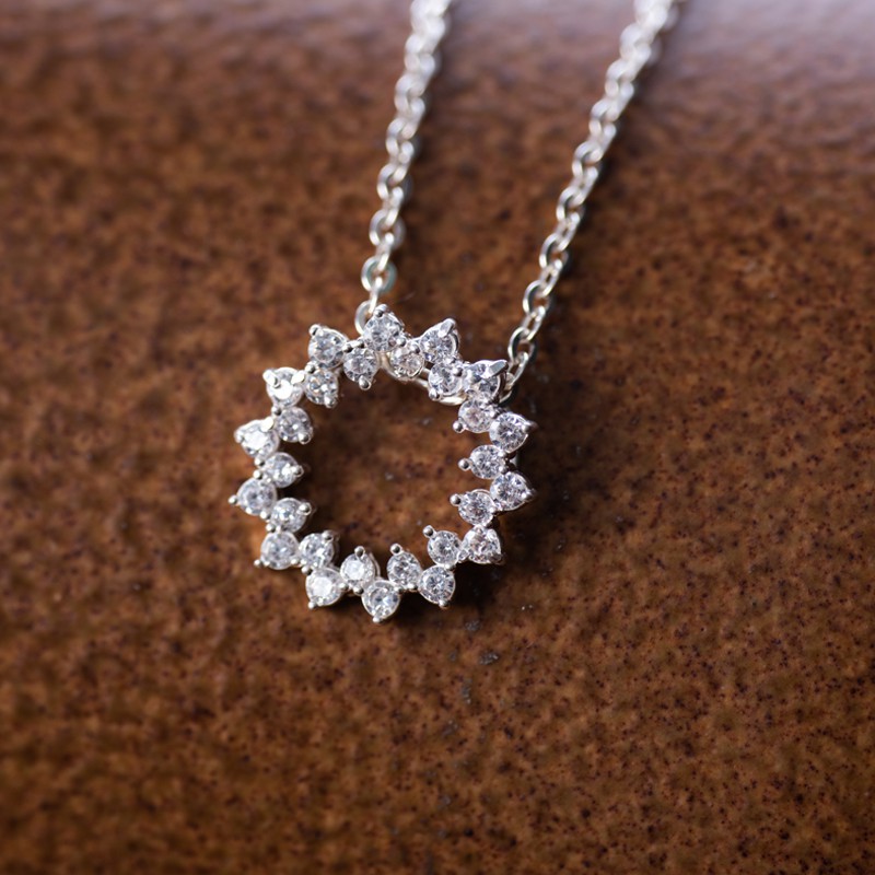 Dây Chuyền Bạc Nữ Vòng Tròn Nạm Đá -Trang Sức TNC JEWELLERY