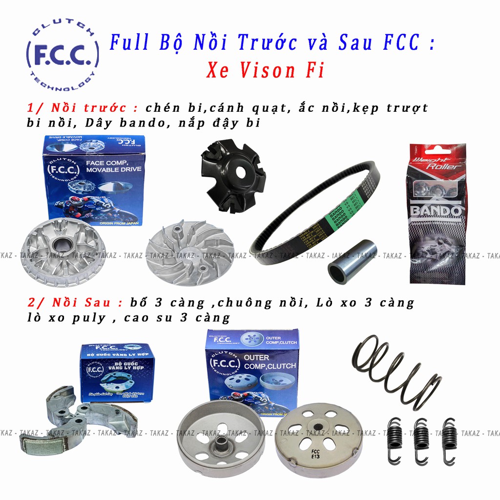 Full bộ nồi FCC trước và nồi sau Honda Vison Fi FCC công nghệ Japan