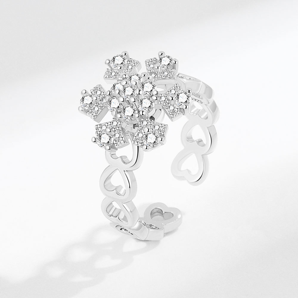 Nhẫn Hở Hình Bông Tuyết Có Thể Xoay Điều Chỉnh Làm Quà Giáng Sinh