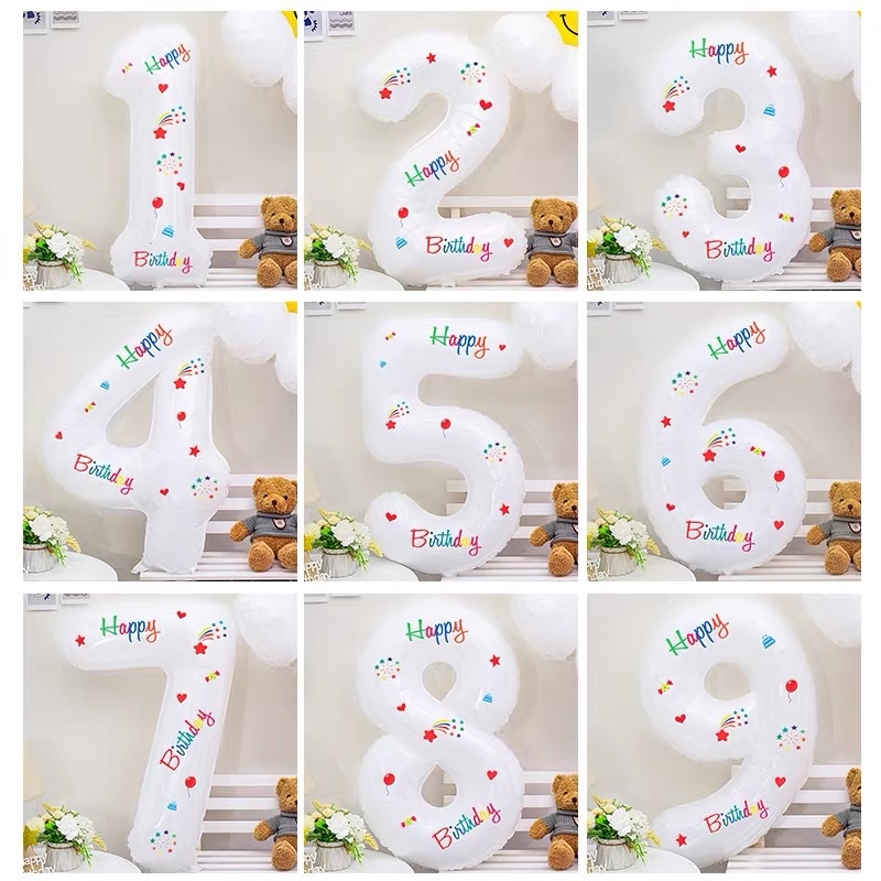 Decal dán bóng hoạ tiết đủ màu + 1 số tuổi màu trắng