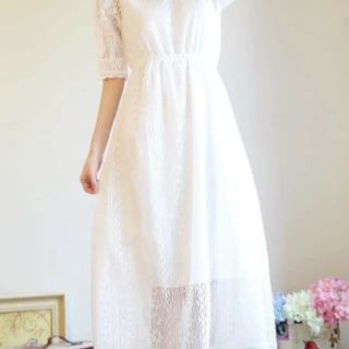 Váy Ren Trắng Mềm Mịn Tôn Dáng