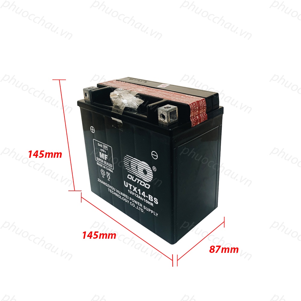 Bình Ắc Quy Xe Moto Phân Khối Lớn OUTDO UTX14 (12V - 12AH)