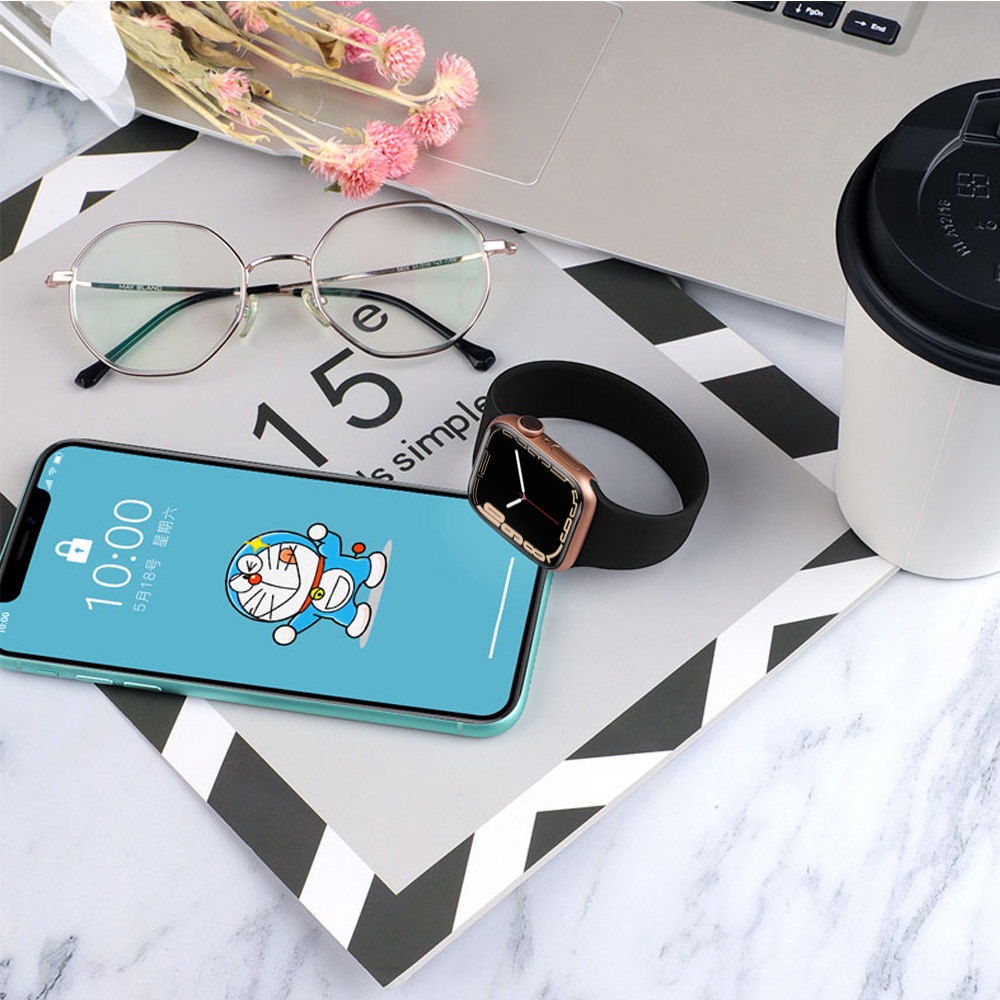 Dây Đeo Thể Thao Bằng silicone Cho Đồng Hồ Thông Minh apple watch series 7 / 6 / 5 / SE / 4 / 3 / 2 Solo Loop iwatch 45mm 41mm 44mm 42mm 40mm 38mm