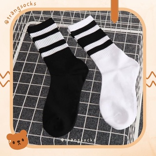 Tất Unisex kẻ ngang đen trắng
