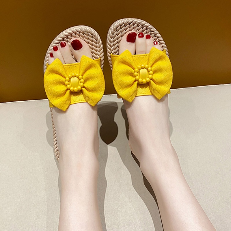 Dép đế mềm IELGY đính nơ ngọt ngào thời trang cho nữ