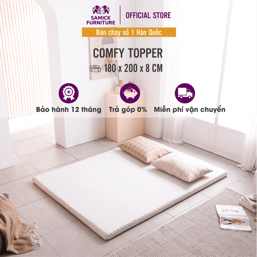 Nệm Tăng Tiện Nghi Comfy Topper Hàn Quốc 180x200x8cm - Tấm làm mát và tăng độ êm cho nệm