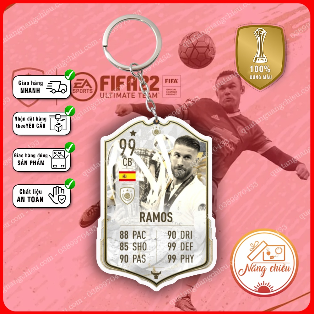 Móc Khóa Ramos, thẻ cầu thủ bóng đá - Thiết kế với mọi cầu thủ ☘️MÓC KHÓA THẺ CẦU THỦ☘️