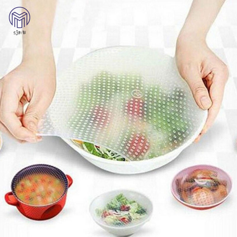 Set 4 Miếng Silicon Đậy Tô Chén Bảo Quản Thực Phẩm Đa Năng Tiện Dụng