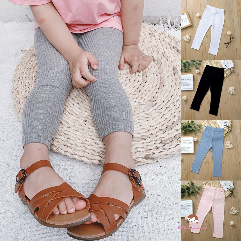 Quần Legging Cotton Dày Màu Trơn Cho Bé Gái