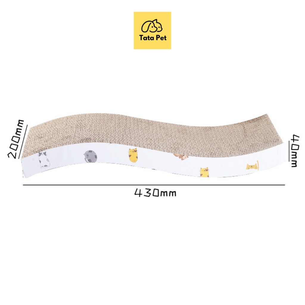 Bàn cào móng cho mèo giá rẻ bằng bìa carton, kèm gói cỏ bạc hà Catnip, 43.5x21x3.5cm (CM19.6) TATA PET