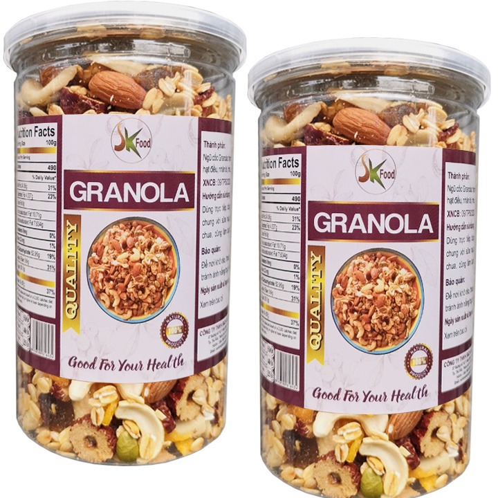 [Combo 2 Hũ] Granola ngũ cốc dinh dưỡng giúp ăn kiêng giảm cân hiệu quả - Mỗi Hũ 400G