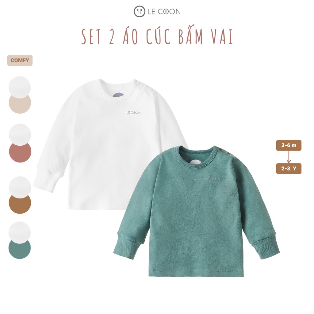 LE COON | Set 2 Áo Cúc Bấm Vai | COMFY | 3 tháng-3 tuổi