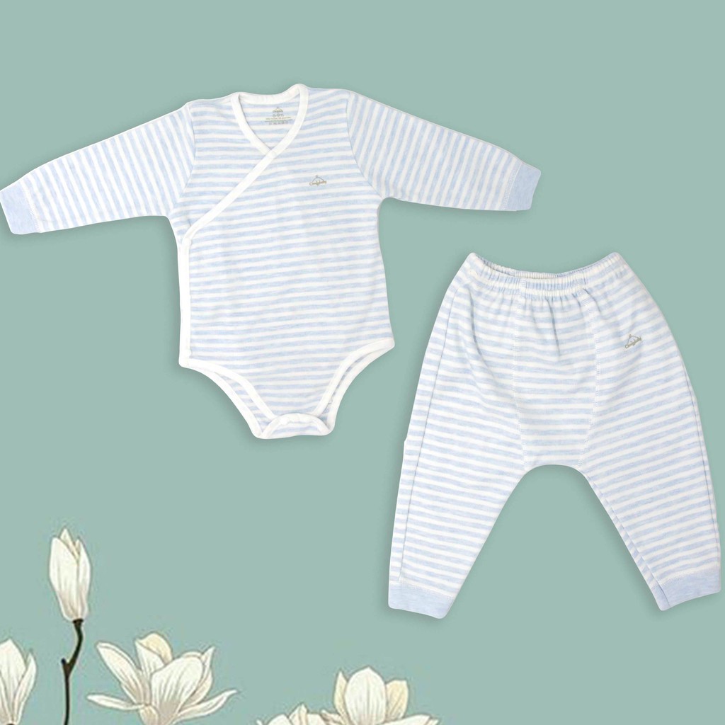 Set bodysuit giữ ấm ngực dài tay kèm quần rời 100% Cotton cho bé ComfyBaby size từ 3-12 tháng hàng chính hãng