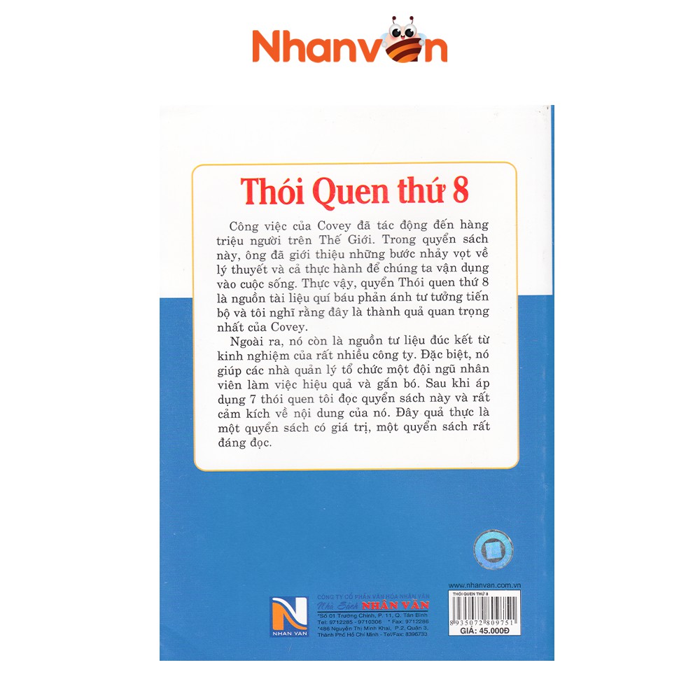 Sách - Thói Quen Thứ 8 - Độc quyền nhà sách Nhân Văn