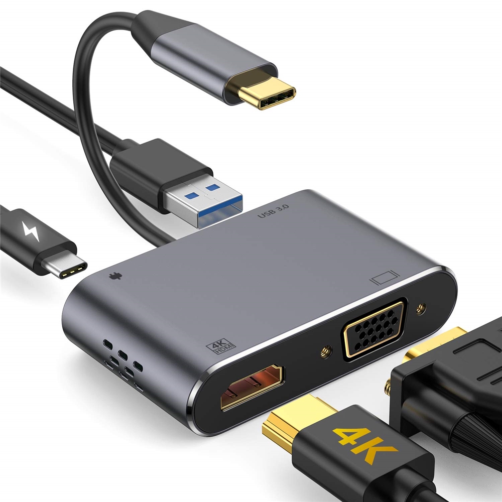 Đầu chuyển đổi Type-c sang HDMI VGA thiết kế 4 trong 1 chất lượng cao | BigBuy360 - bigbuy360.vn