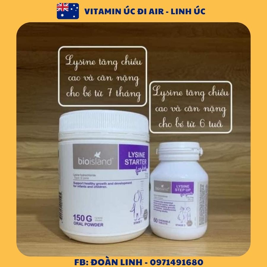 Bột tăng chiều cao Bioisland Lysine starter for kids, Hàng Chuẩn Úc