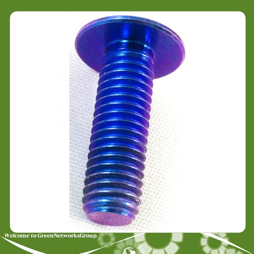 Ốc titanium GR5 đầu dù 8 ly 25 mỏng màu xanh - Greennetworks