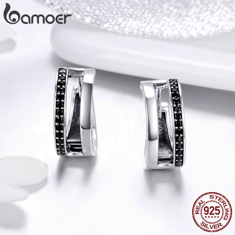Khuyên Tai Bamoer Bằng Bạc Hình Tròn Thời Trang Cao Cấp Dành Cho Bạn Nữ