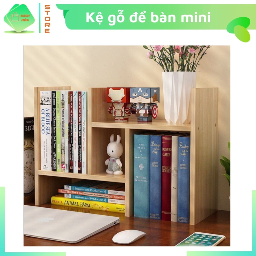 Kệ Gỗ Mini Để Bàn, Kệ Sách Mini Vân Gỗ Decor Góc Làm Việc, Bàn Học