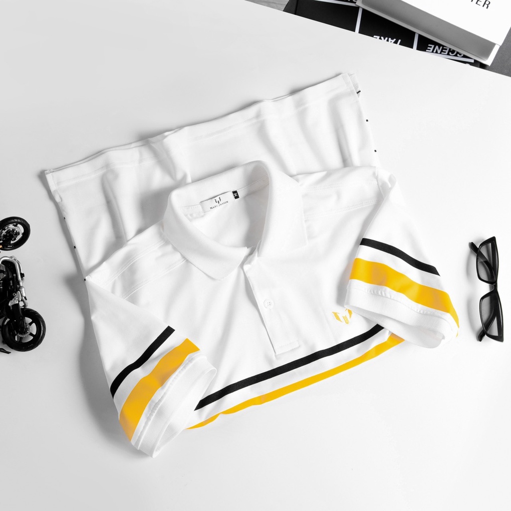 Áo thun polo nam tay ngắn  big size 3XL 90kg phối sọc, chất liệu cotton Polyamide mềm mịn, thoáng mát