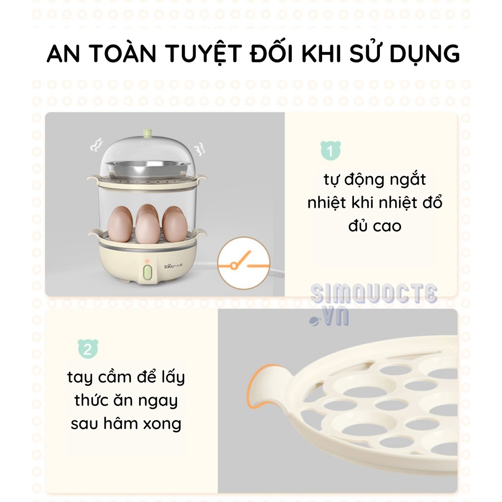 Máy Hấp Bánh, Trứng, Rau củ, Thức Ăn  - Hàng Chính Hãng BEAR