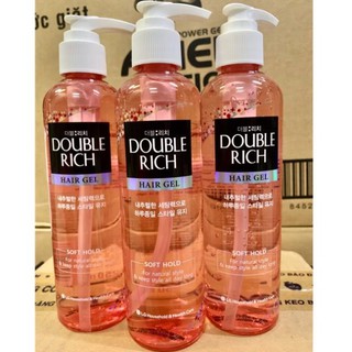 Gel tạo kiểu và giữ nếp tóc tự nhiên Double Rich Soft Hold Chai 250ML ( mầu hồng)