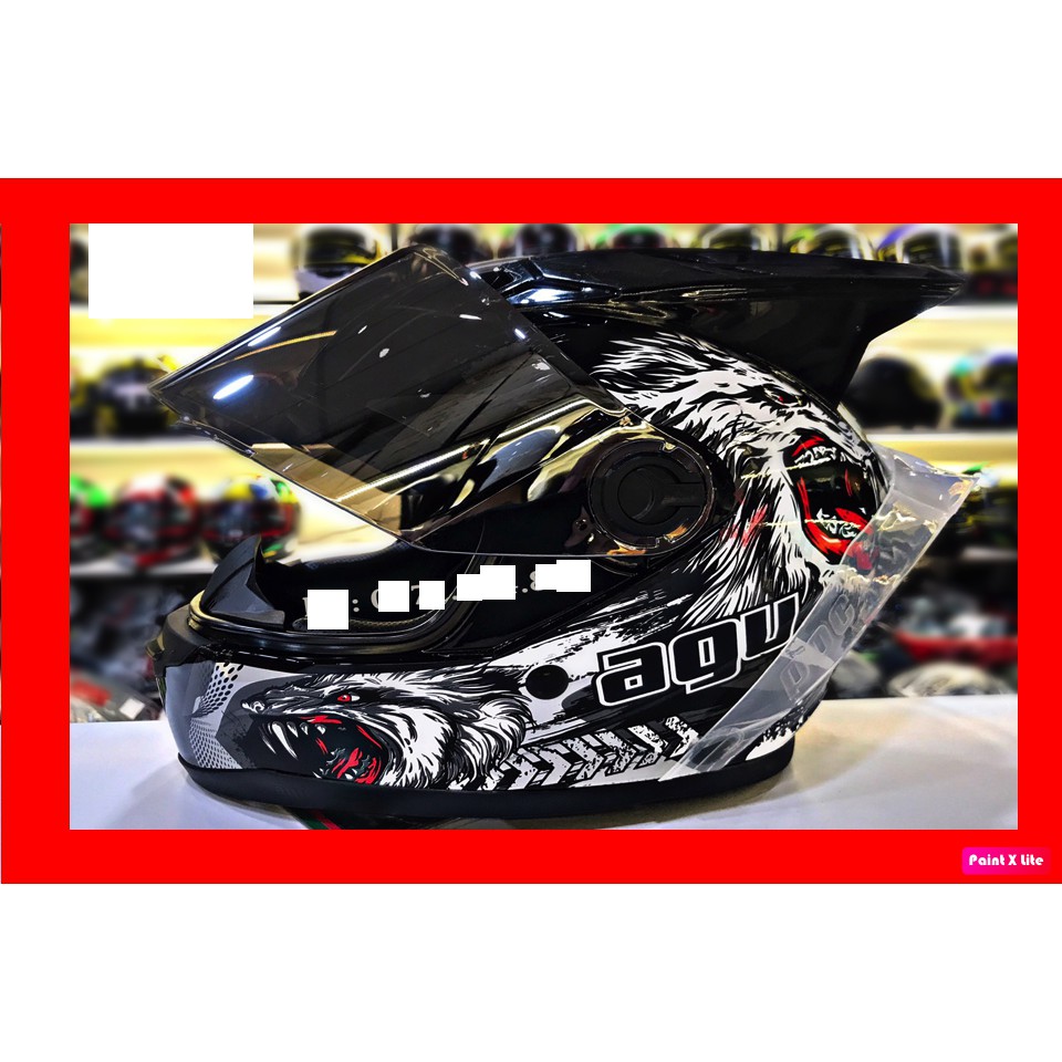 Combo nón full face AGU SÓI ĐỎ + SỪNG NHỌN + ĐUÔI GIÓ TẶNG FREE TÚI ĐỰNG mũ chống trầy