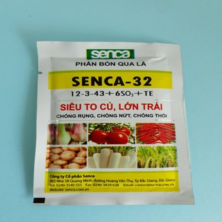 Phân bón lá SENCA 32 (12-3-43+6S+TE) 15g Giúp cây trồng tăng khả năng ra hoa đậu quả, tăng trọng lượng củ,