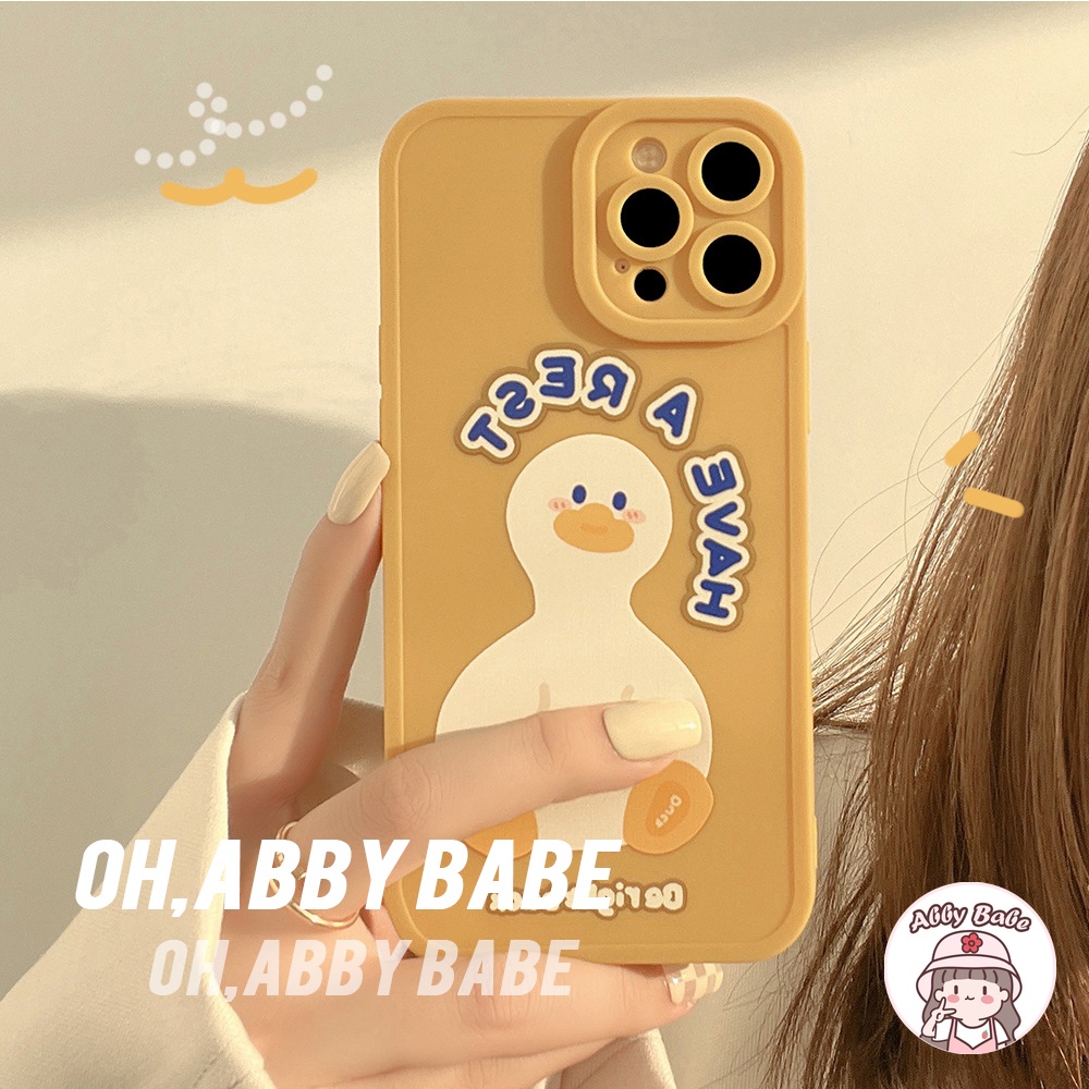 Ốp Điện Thoại TPU Mềm Mỏng Chống Sốc In Hình Vịt Hoạt Hình Màu Trắng Cho IP 13 12 11 Pro Max XR 8 7 Plus