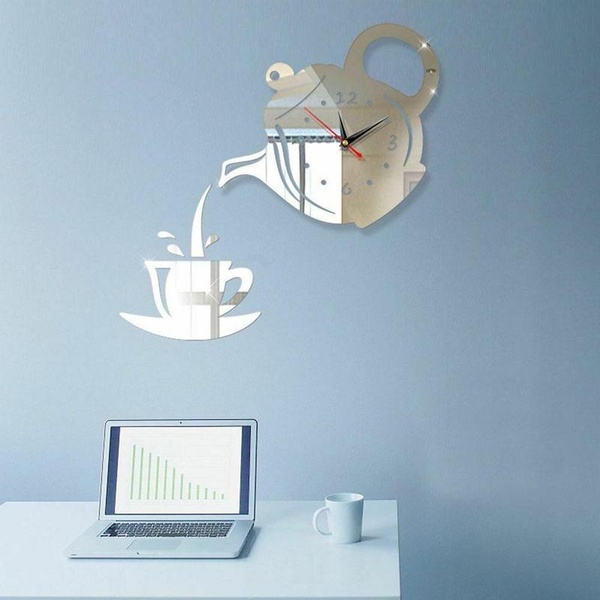 Đồng Hồ Dán Tường 3D DIY Mặt Gương Tự Dính Sáng Tạo Trang Trí Phòng Khách