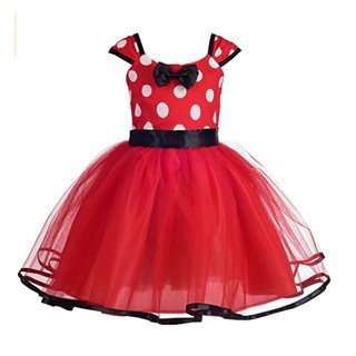 Váy công chúa Minnie màu đỏ hóa trang tiệc sinh nhật cho bé