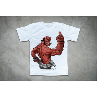 Áo thun in hình Hellboy giơ ngón giữa
