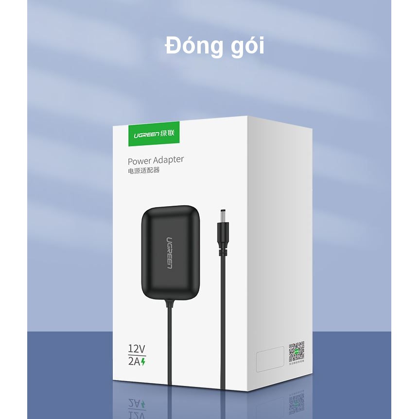 Adapter cấp nguồn DC 12V/2A UGREEN 20359 đạt chuẩn 3C dài 1.5m dùng cho Router, Modem, Wifi, TV Box, Switch