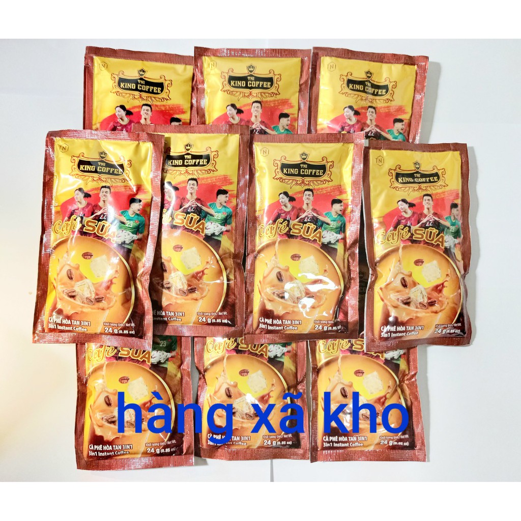 Combo 10 gói X 24g cà phê sữa hòa tan king coffee 3in1, date: 2.2025