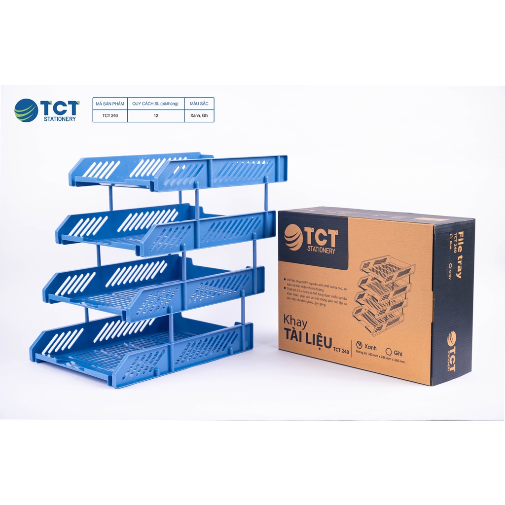 Khay đựng tài liệu nhựa 3 tầng, 4 tầng cao cấp TCT, Giá đựng hồ sơ tài liệu văn phòng